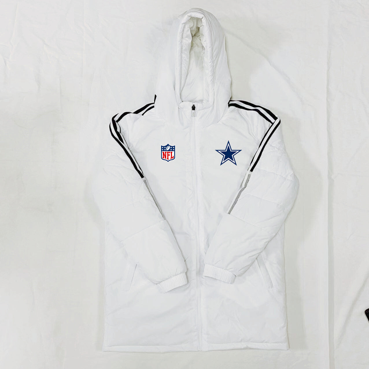 Dallas Cowboys Black Stripes Coat Down Jacket - White
