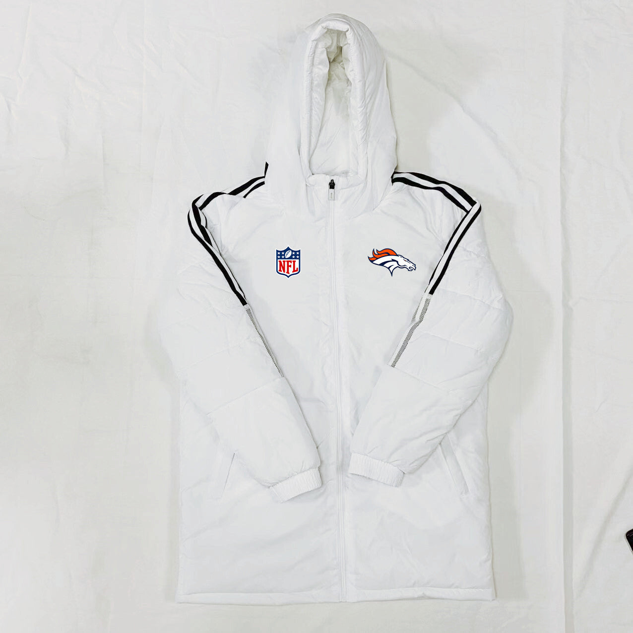 Denver Broncos Black Stripes Coat Down Jacket - White