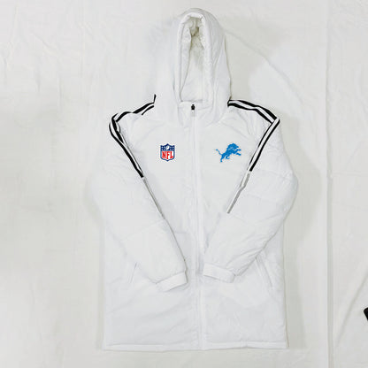 Detroit Lions Black Stripes Coat Down Jacket - White