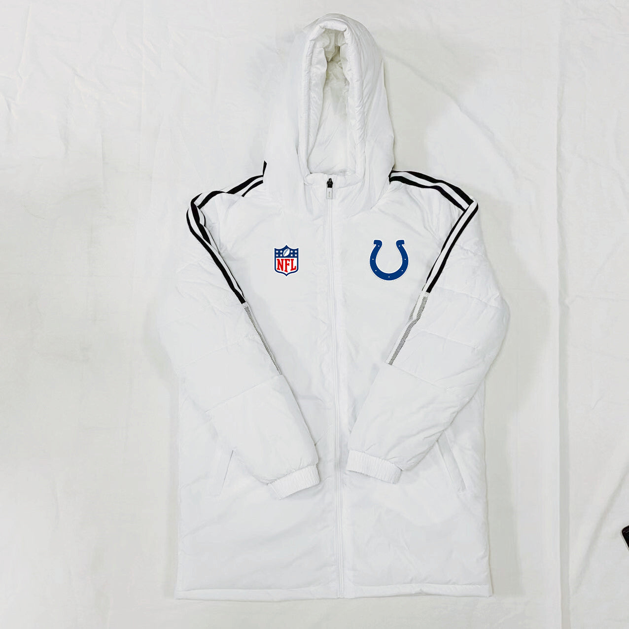 Indianapolis Colts Black Stripes Coat Down Jacket - White