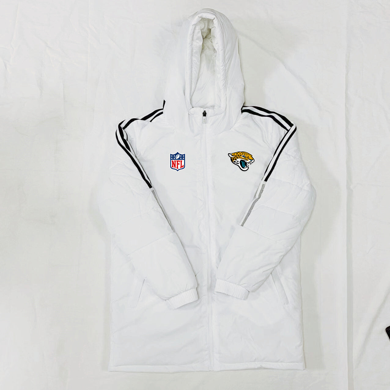 Jacksonville Jaguars Black Stripes Coat Down Jacket - White