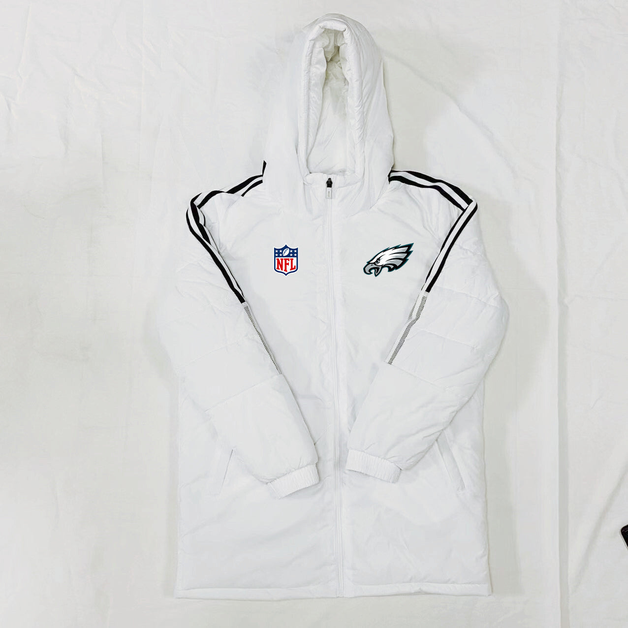 Philadelphia Eagles Black Stripes Coat Down Jacket - White