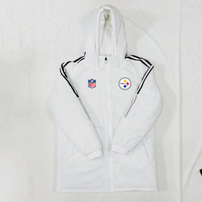 Pittsburgh Steelers Black Stripes Coat Down Jacket - White