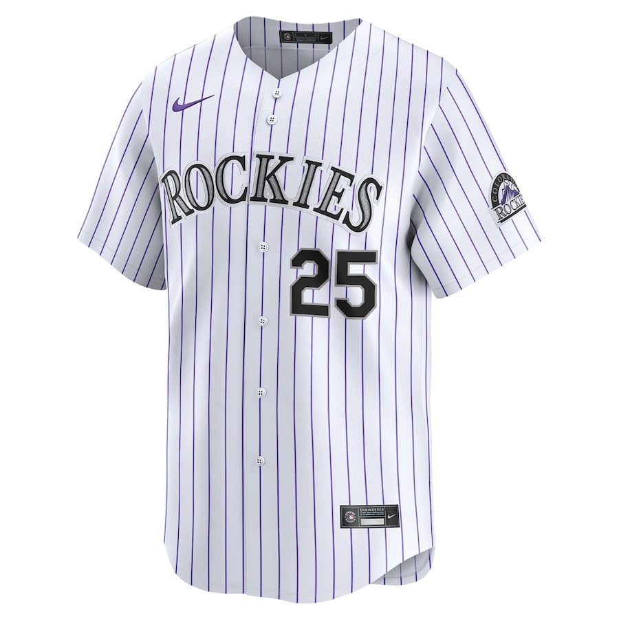 CJ Cron 25 Colorado Rockies Home Limited Player Men Jersey - White
