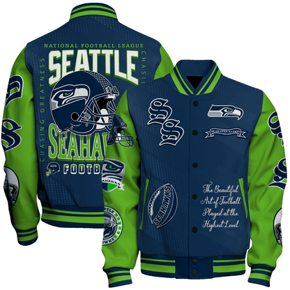 Seattle Seahawks NFL 2024 American Football Conference Unisex Varsity Jacket V3 - All-Over-Printed Jacket