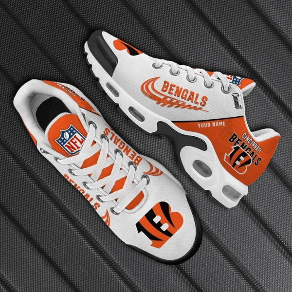 Cincinnati Bengals Custom Name TN Shoes Sneakers For Men And Women - Orange