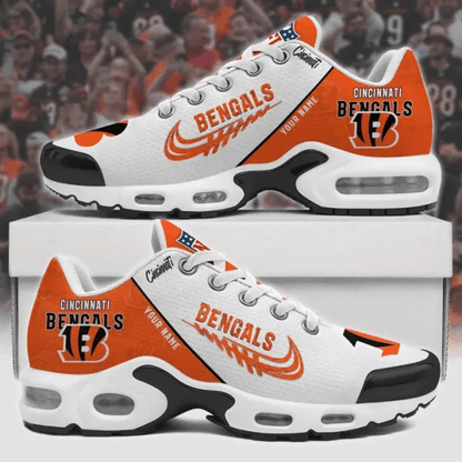 Cincinnati Bengals Custom Name TN Shoes Sneakers For Men And Women - Orange