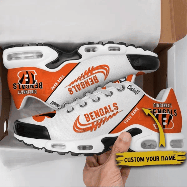 Cincinnati Bengals Custom Name TN Shoes Sneakers For Men And Women - Orange