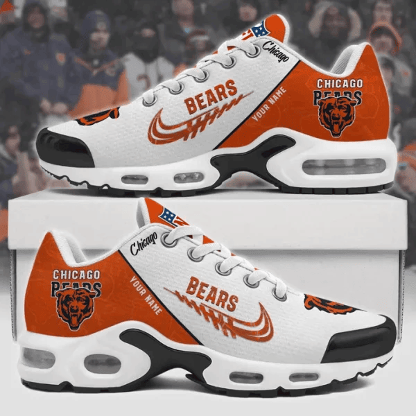 Chicago Bears Custom Name TN Shoes Sneakers For Men And Women - Orange