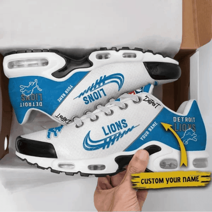 Detroit Lions Custom Name TN Shoes Sneakers For Men And Women - Blue