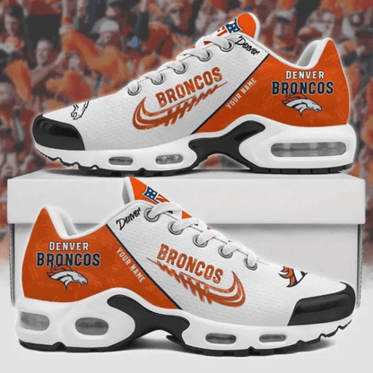 Denver Broncos Custom Name TN Shoes Sneakers For Men And Women - Orange