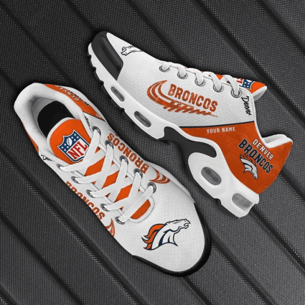 Denver Broncos Custom Name TN Shoes Sneakers For Men And Women - Orange