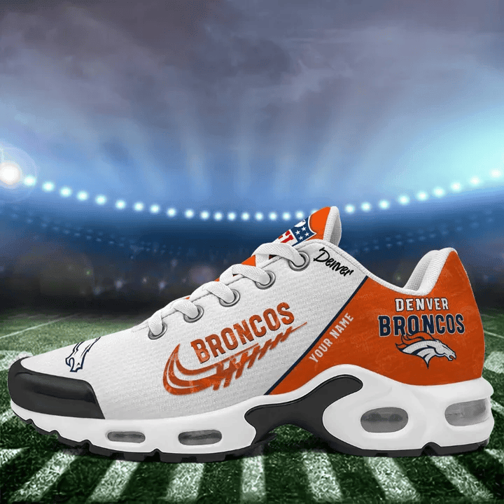 Denver Broncos Custom Name TN Shoes Sneakers For Men And Women - Orange