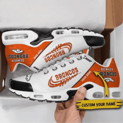 Denver Broncos Custom Name TN Shoes Sneakers For Men And Women - Orange