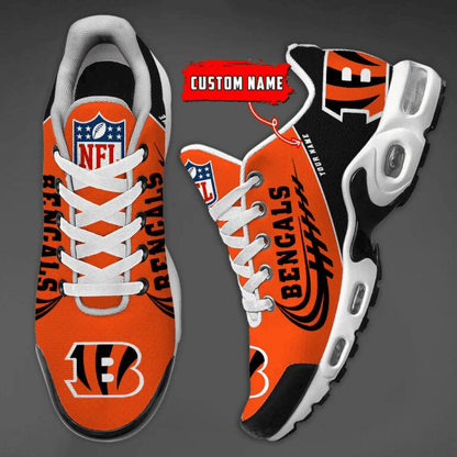 Cincinnati Bengals Custom Name Air Max Shoes Sneakers For Men And Women - Orange/Black