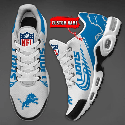Detroit Lions Custom Name Air Max Shoes Sneakers For Men And Women - Blue/White