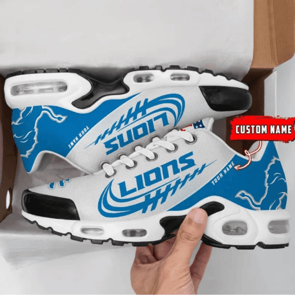 Detroit Lions Custom Name Air Max Shoes Sneakers For Men And Women - Blue/White