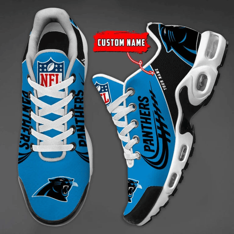 Carolina Panthers Custom Name Air Max Shoes Sneakers For Men And Women - Black/Blue