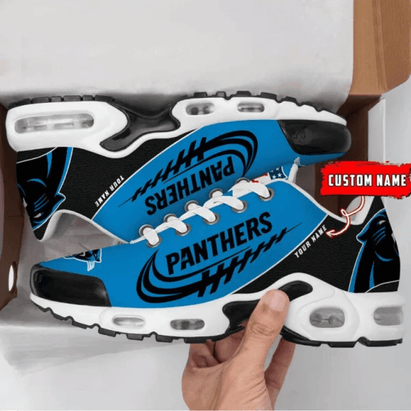 Carolina Panthers Custom Name Air Max Shoes Sneakers For Men And Women - Black/Blue