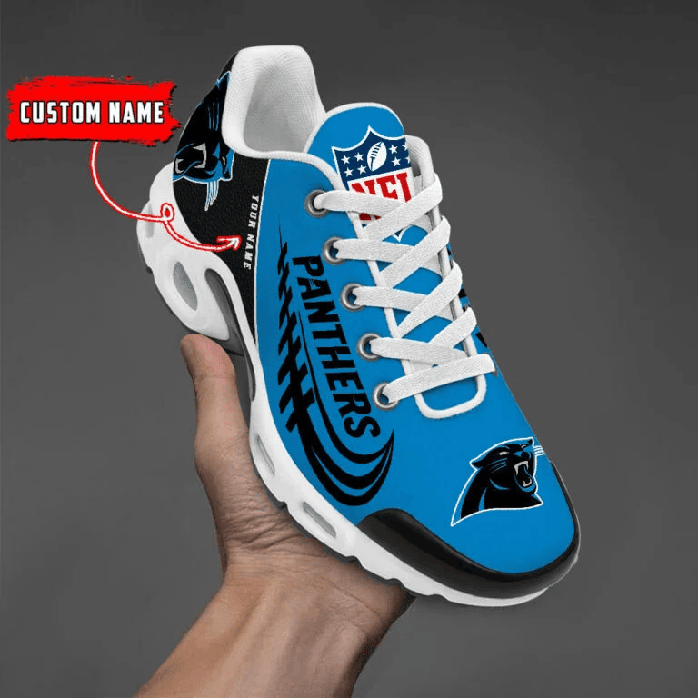 Carolina Panthers Custom Name Air Max Shoes Sneakers For Men And Women - Black/Blue