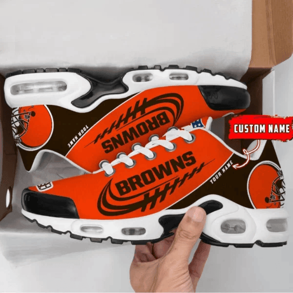 Cleveland Browns Custom Name Air Max Shoes Sneakers For Men And Women - Brown/Orange