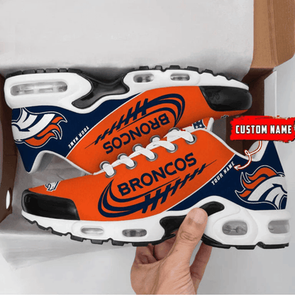Denver Broncos Custom Name Air Max Shoes Sneakers For Men And Women - Blue/Orange