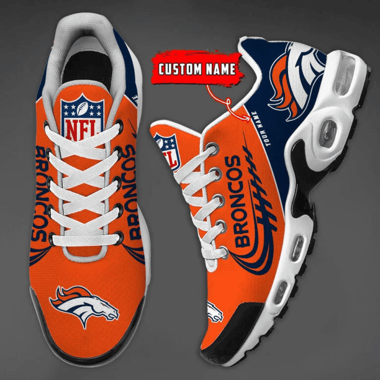 Denver Broncos Custom Name Air Max Shoes Sneakers For Men And Women - Blue/Orange