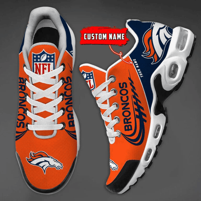 Denver Broncos Custom Name Air Max Shoes Sneakers For Men And Women - Blue/Orange