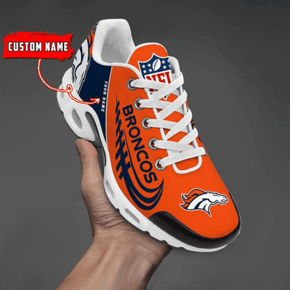 Denver Broncos Custom Name Air Max Shoes Sneakers For Men And Women - Blue/Orange