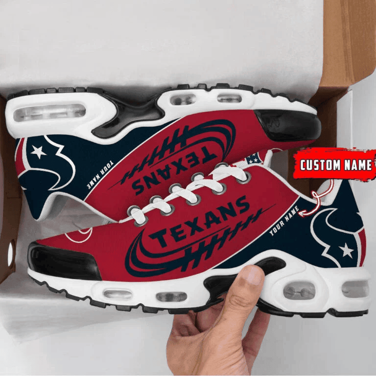 Houston Texans Custom Name Air Max Shoes Sneakers For Men And Women - Navy/Red