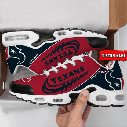 Houston Texans Custom Name Air Max Shoes Sneakers For Men And Women - Navy/Red