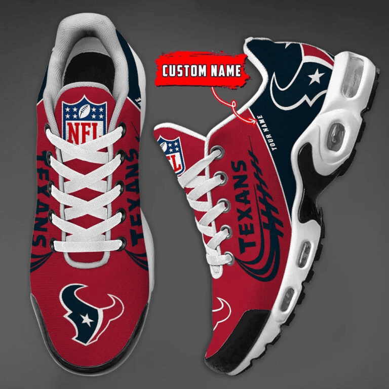 Houston Texans Custom Name Air Max Shoes Sneakers For Men And Women - Navy/Red