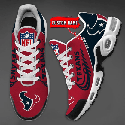 Houston Texans Custom Name Air Max Shoes Sneakers For Men And Women - Navy/Red