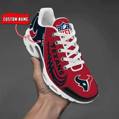 Houston Texans Custom Name Air Max Shoes Sneakers For Men And Women - Navy/Red