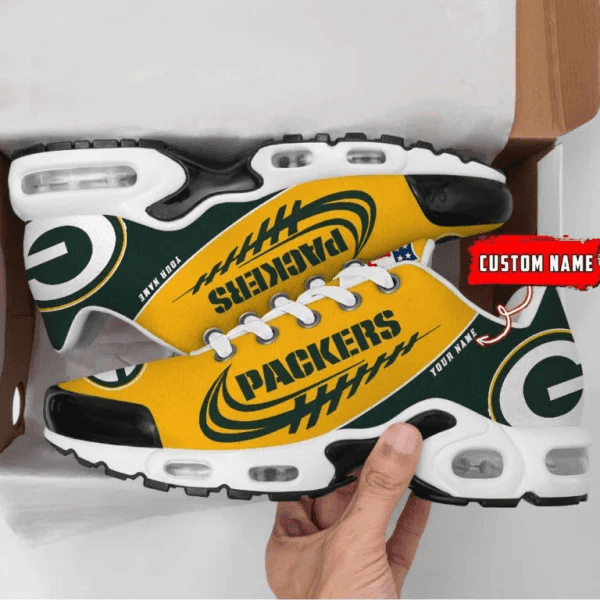 Green Bay Packers Custom Name Air Max Shoes Sneakers For Men And Women - Green/Yellow