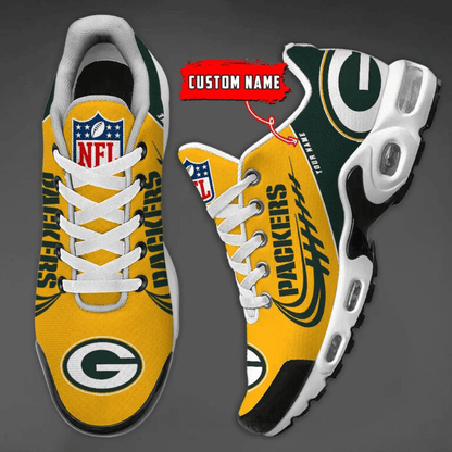 Green Bay Packers Custom Name Air Max Shoes Sneakers For Men And Women - Green/Yellow