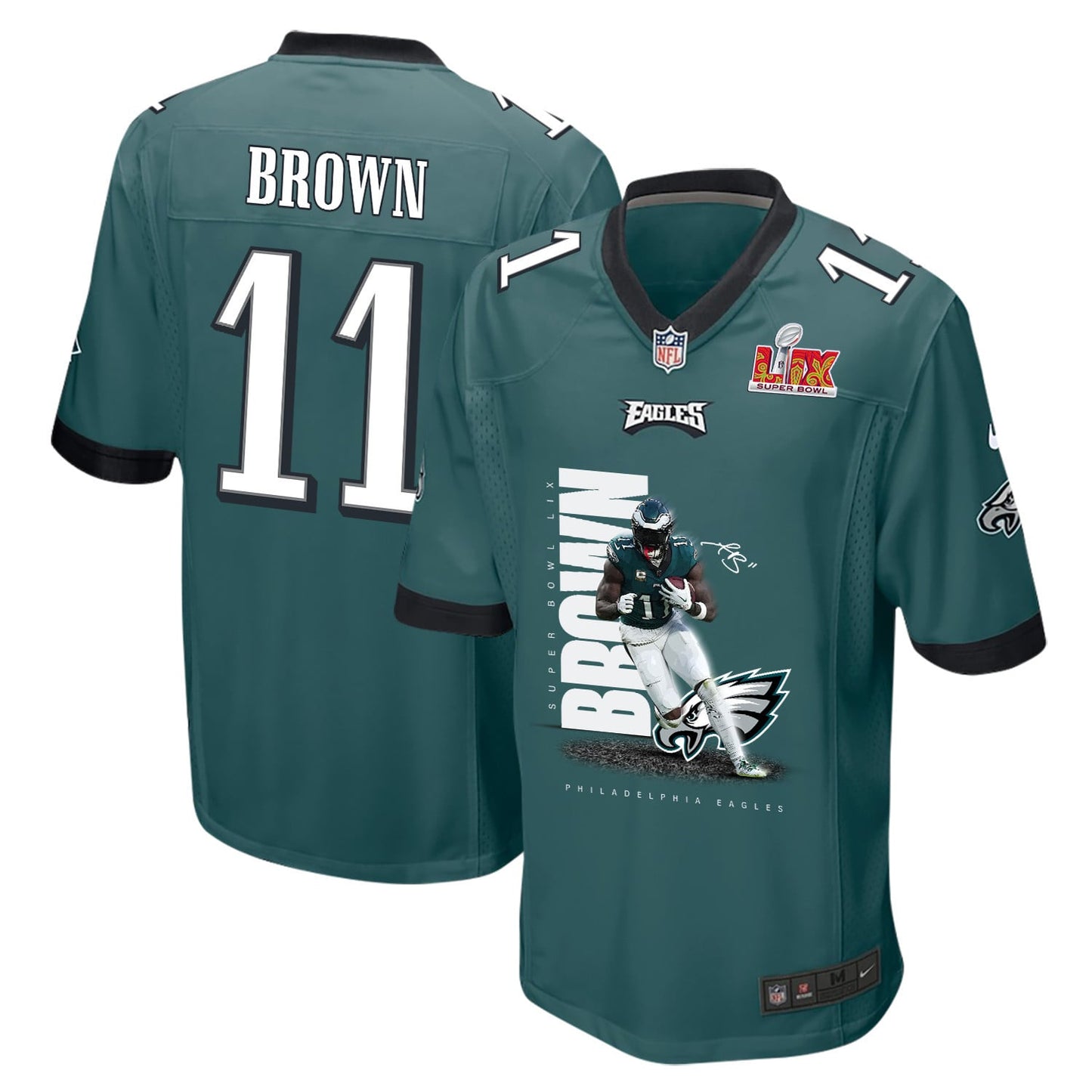A.J. Brown 11 Philadelphia Eagles 'Mr. UPS' Game Men Jersey - Midnight Green