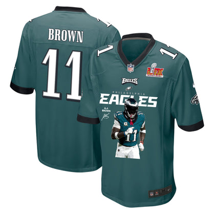 A.J. Brown 11 Philadelphia Eagles 'Brown's Pigskin Prowess' Game Men Jersey - Midnight Green