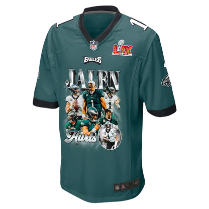Jalen Hurts 1 Philadelphia Eagles 'Jalen's Pain Train' Game Men Jersey - Midnight Green