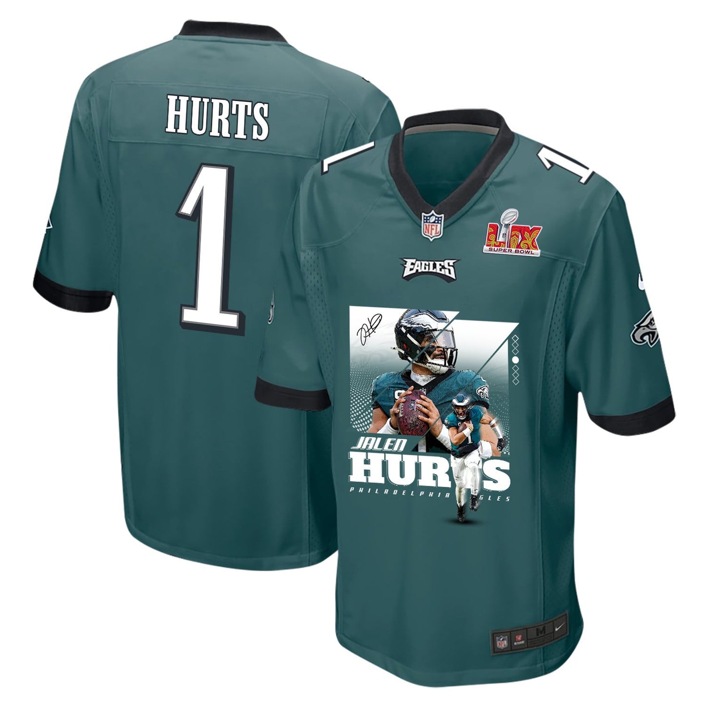 Jalen Hurts 1 Philadelphia Eagles 'So Good It Hurts' Game Men Jersey - Midnight Green