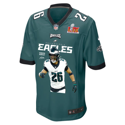 Saquon Barkley 26 Philadelphia Eagles 'Say-Say' Game Men Jersey - Midnight Green