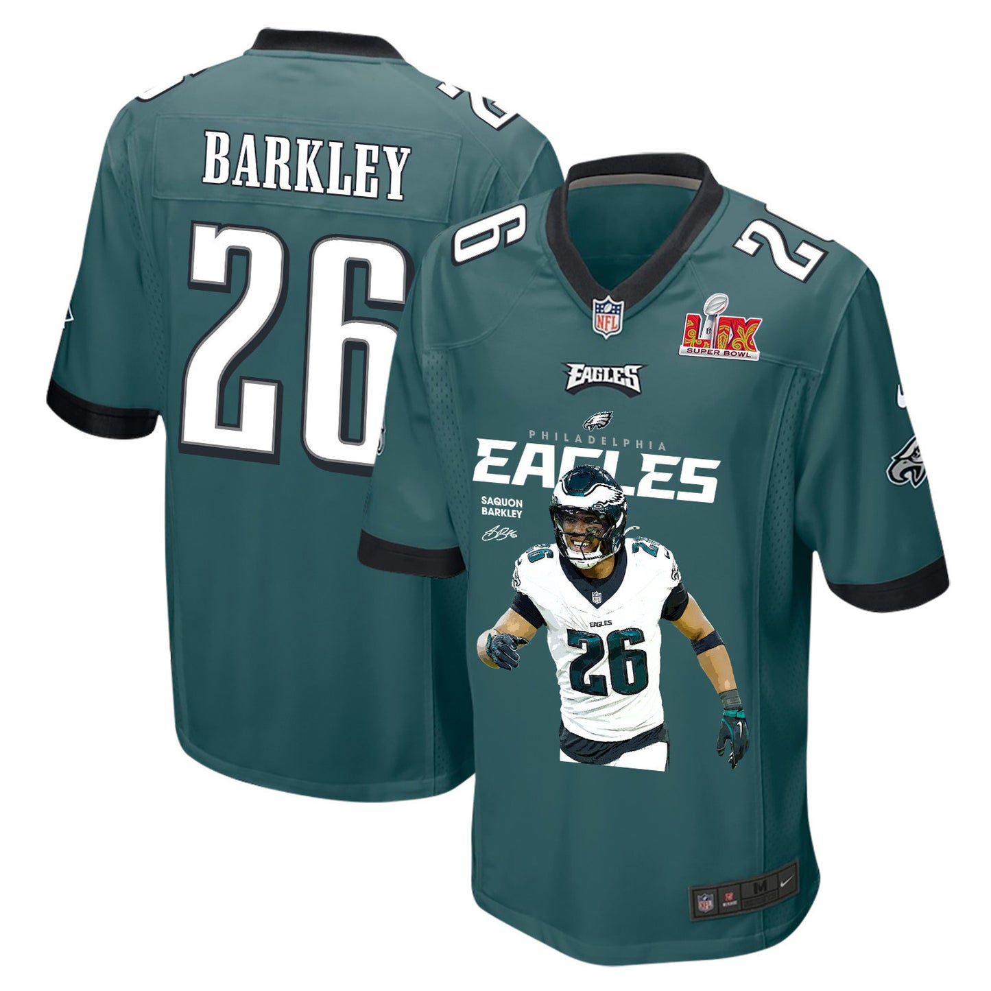 Saquon Barkley 26 Philadelphia Eagles 'Say-Say' Game Men Jersey - Midnight Green