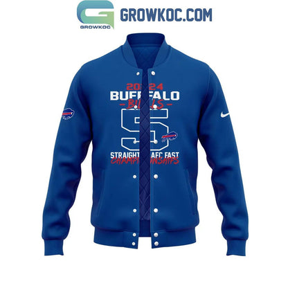 Buffalo Bills 5 Straight AFC East Division Champions 2024 Baseball Jacket - All Over Printed - Blue - All-Over-Printed Jacket