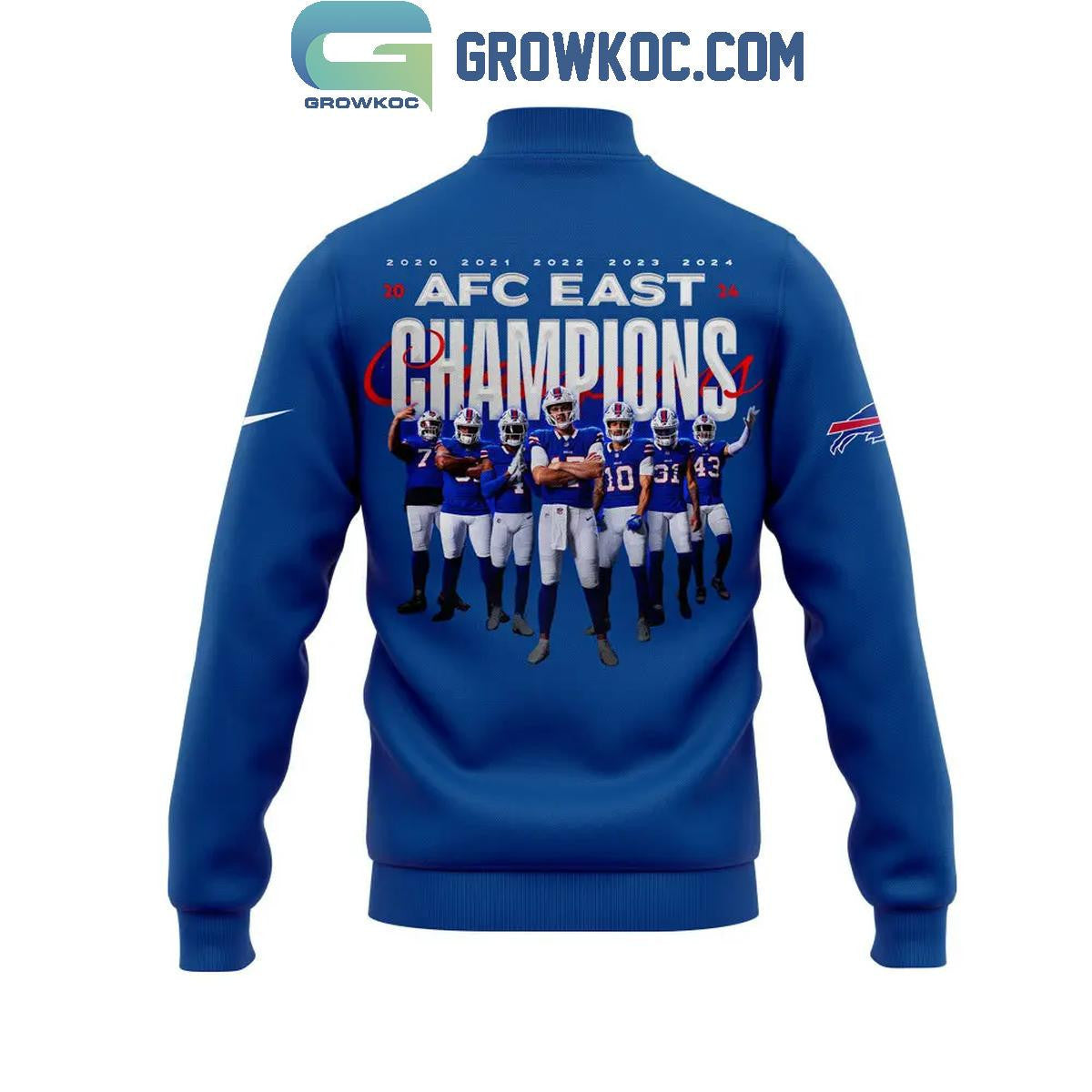 Buffalo Bills 5 Straight AFC East Division Champions 2024 Baseball Jacket - All Over Printed - Blue - All-Over-Printed Jacket