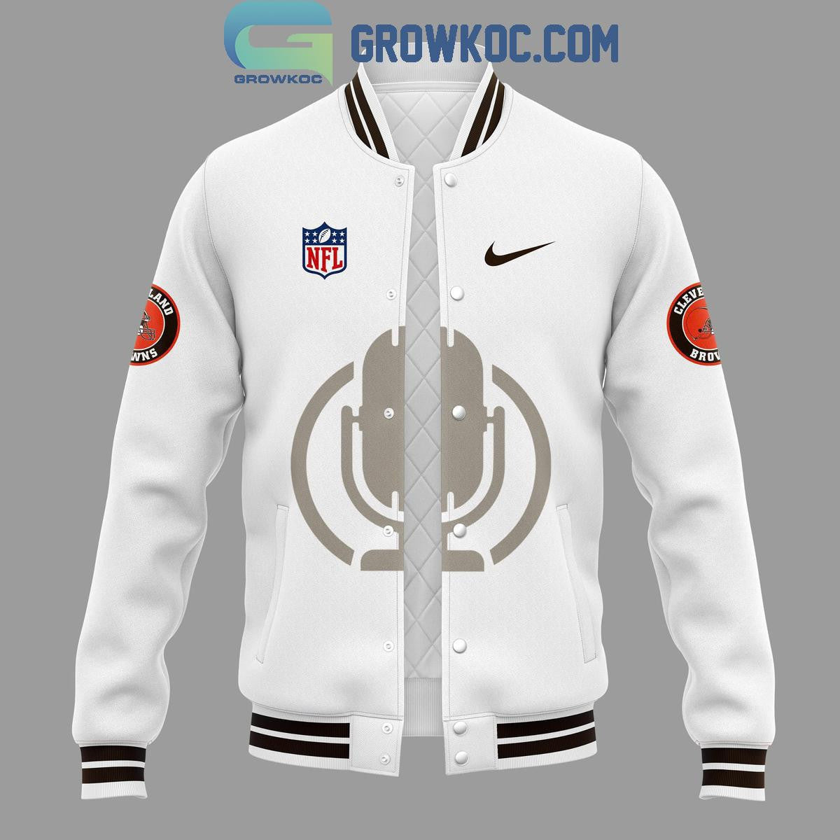 Cleveland Browns Jim Donovan Voice 2024 Baseball Jacket - All Over Printed - White - All-Over-Printed Jacket