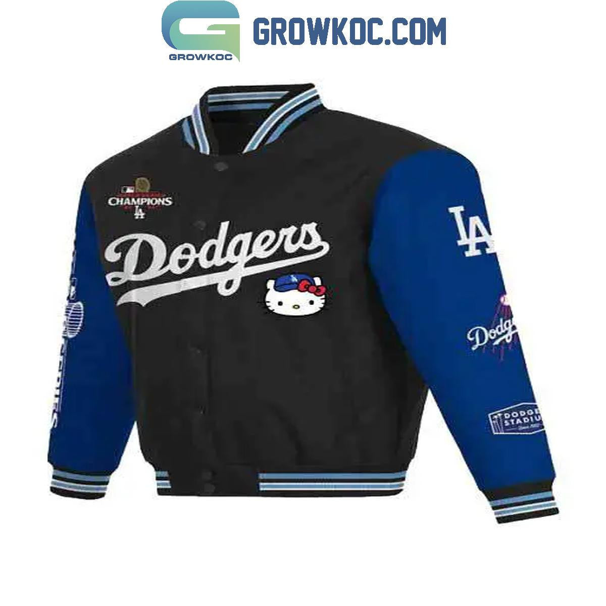 Los Angeles Dodgers Hello Kitty World Series Champions 2024 Baseball Jacket - All Over Printed - Black - All-Over-Printed Jacket