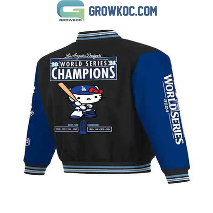 Los Angeles Dodgers Hello Kitty World Series Champions 2024 Baseball Jacket - All Over Printed - Black - All-Over-Printed Jacket