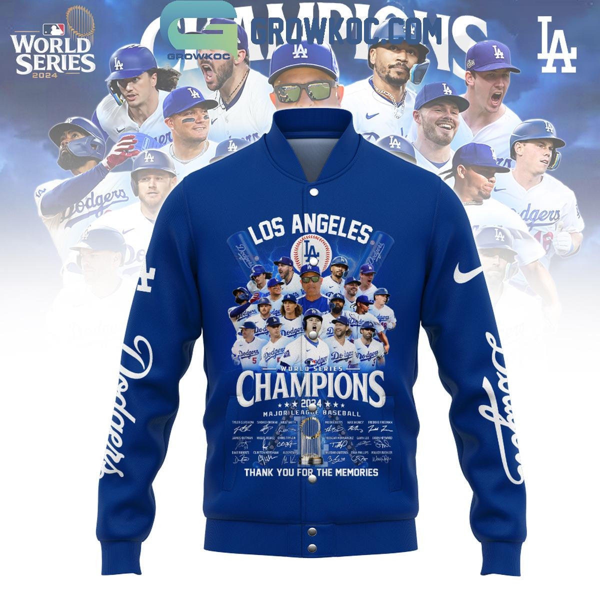 Los Angeles Dodgers World Series 2024 Champions Time To Win Baseball Jacket - All Over Printed - Blue - All-Over-Printed Jacket
