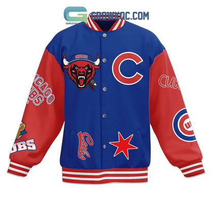 Chicago Cubs Go Cubs Go Fan Baseball Jacket - All Over Printed - Blue - All-Over-Printed Jacket