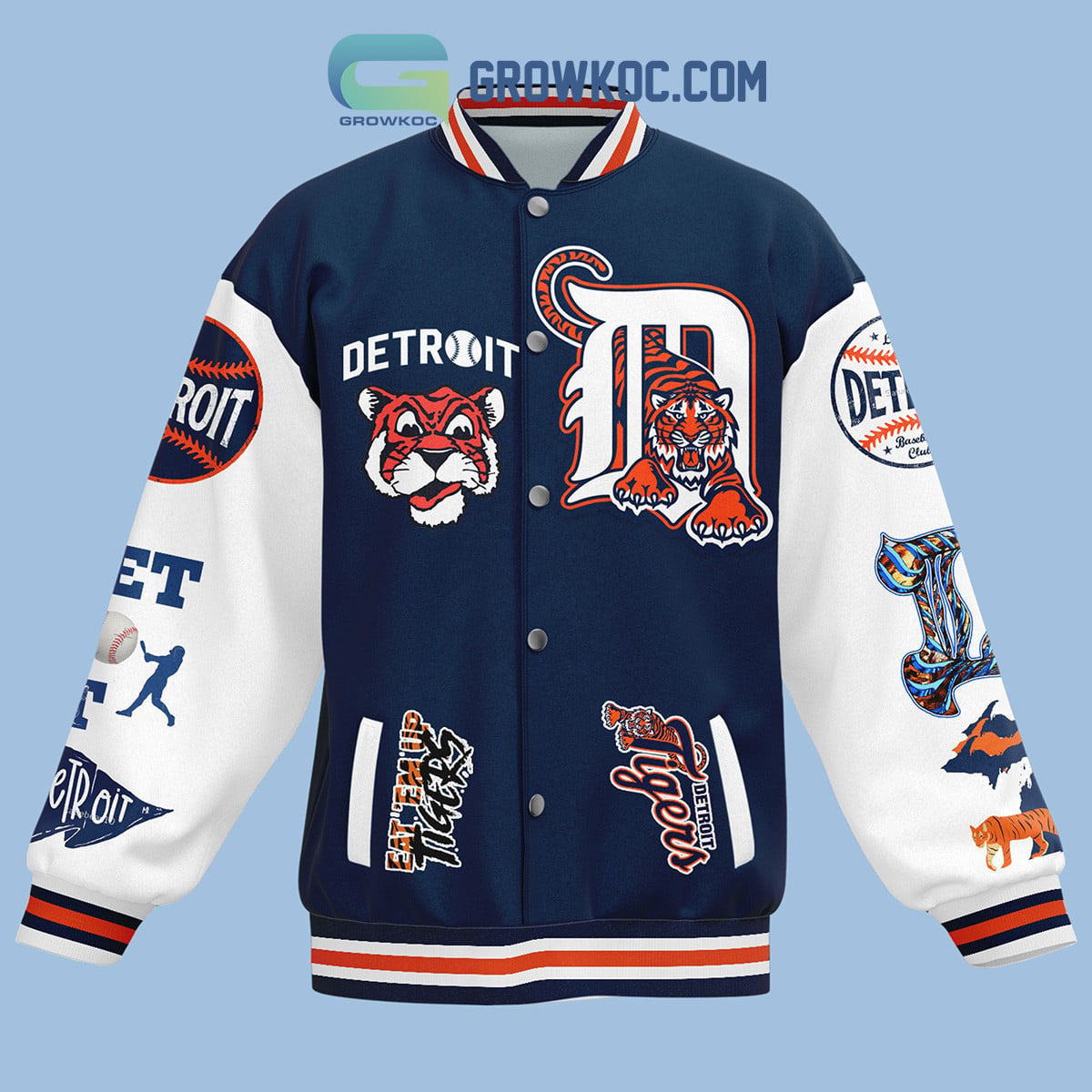 Detroit Tigers Always A Tiger Fan Baseball Jacket - All Over Printed - Navy - All-Over-Printed Jacket